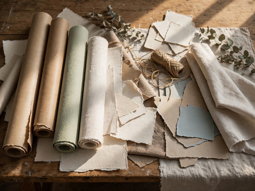 Wrapping paper rolls and material offcuts