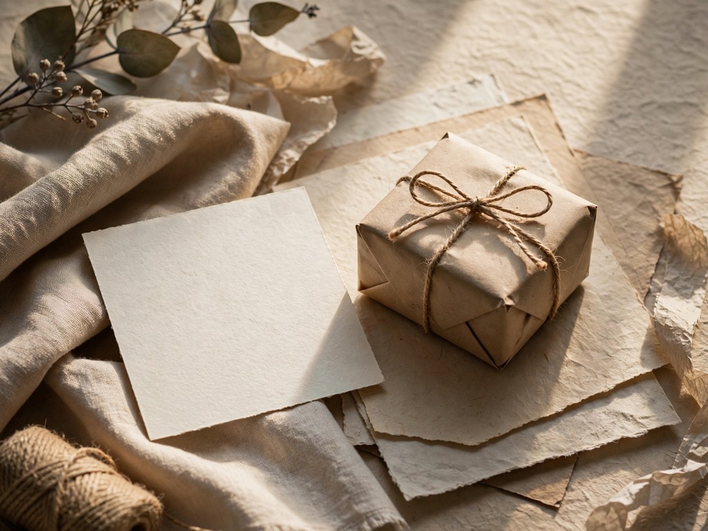 Kraft parcel with a blank note