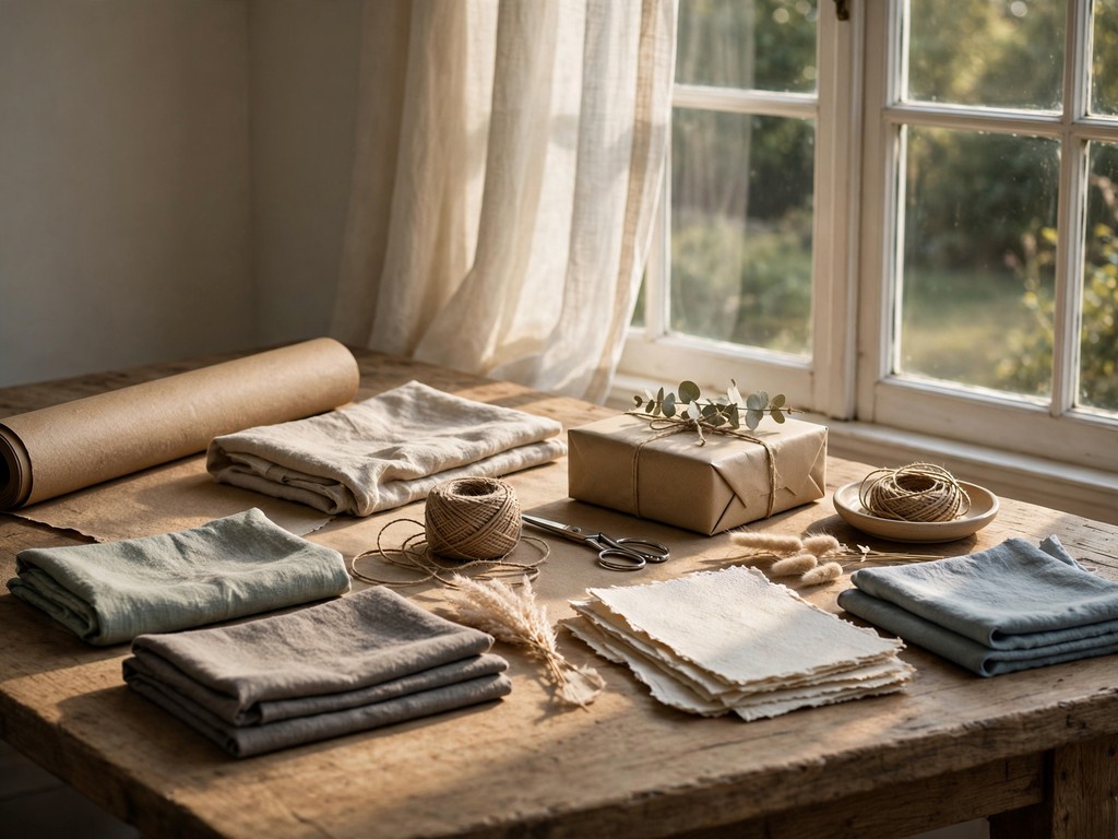 A quiet wrapping table by a window