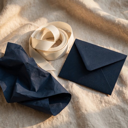 Decorative folded paper and ribbon