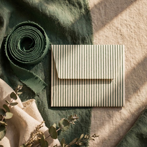 Decorative folded paper and ribbon