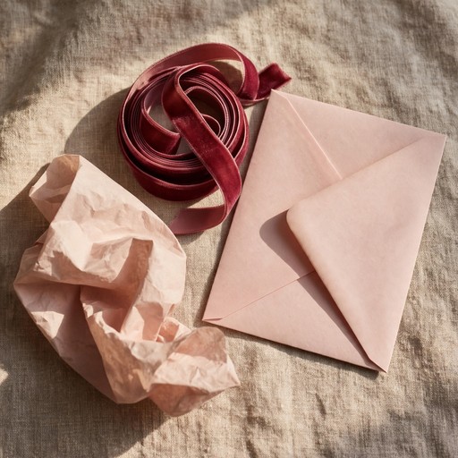 Decorative folded paper and ribbon