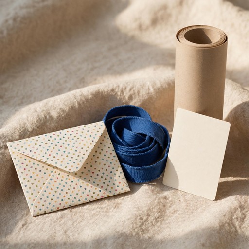 Decorative folded paper and ribbon