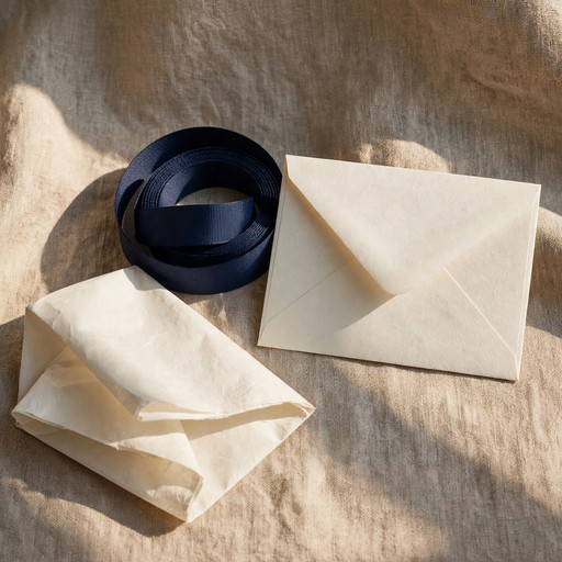 Decorative folded paper and ribbon