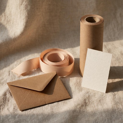 Decorative folded paper and ribbon